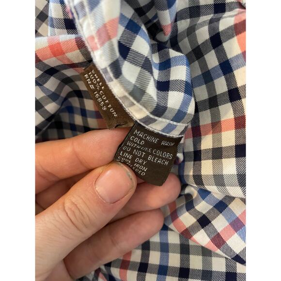 J. McLaughlin Men's Gingham Blue Pin Button Down Shirt Top XL - Picture 8 of 10